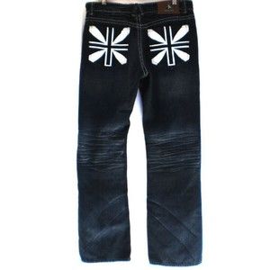 Danesi Dark Blue Denim Jeans Union Jack Pocket Detail Mens Size 34